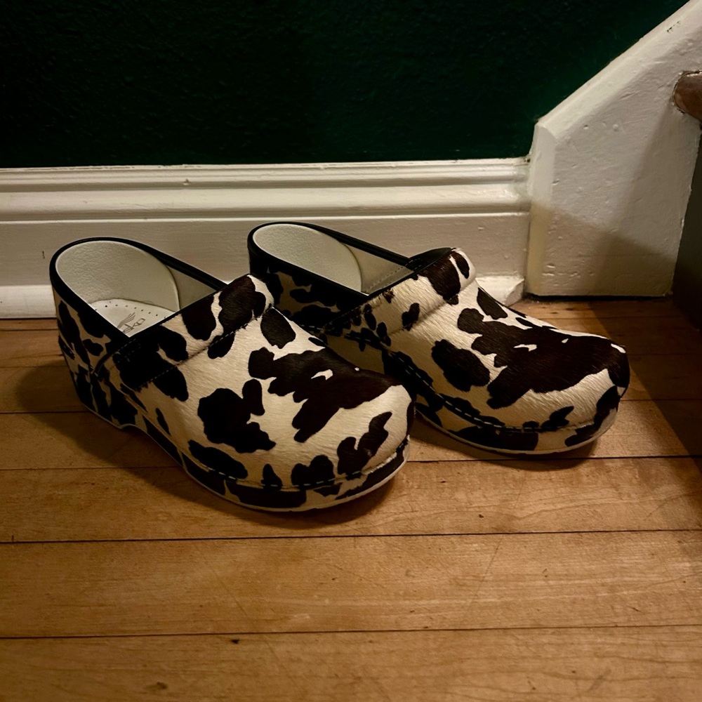 Cow Print Dansko Professional Clogs 38